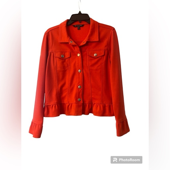 Baccini Jackets & Blazers - Baccini Sz M Orange with Silver Buttons Collar Long Sleeve Women’s Jacket